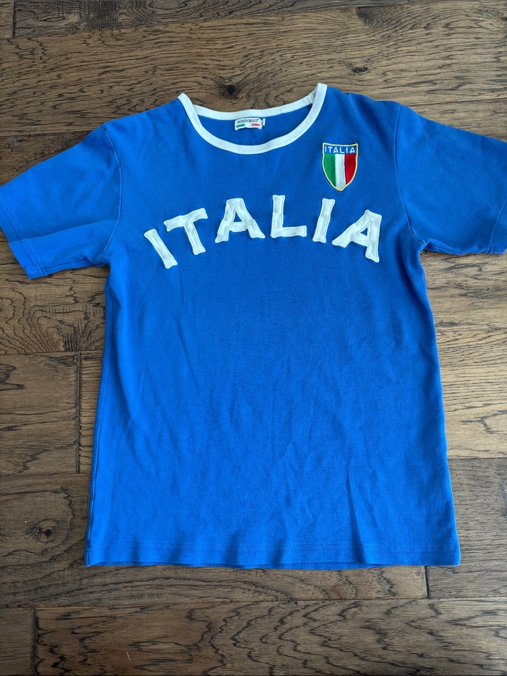 Vibrant Blue Italia Soccer-Style Ringer T-Shirt